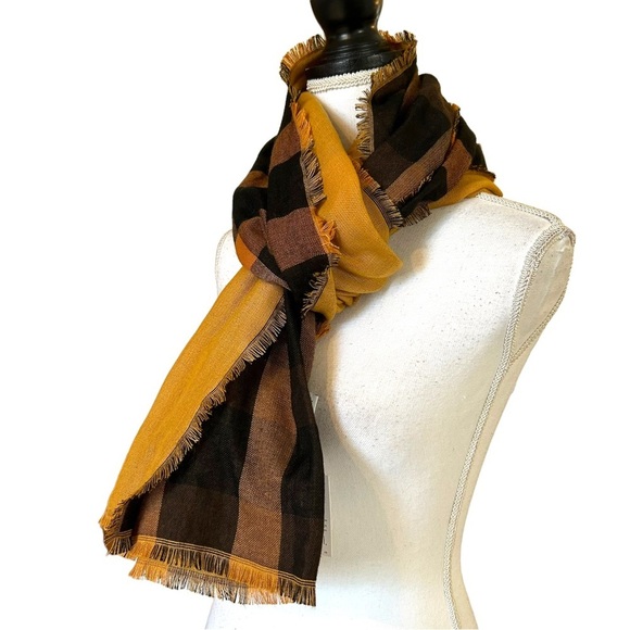 Sonoma Goods for Life Mixed Buffalo Plaid Reversible Scarf Wrap Fall Cozy NEW - Picture 3 of 10